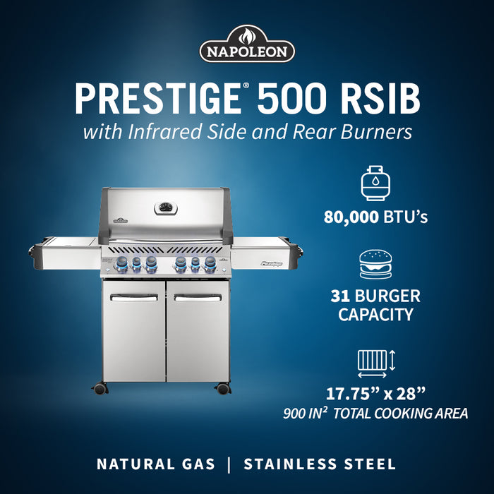 Napoleon Prestige 500 Gas Grill with Infrared Side & Rear Burners P500RSIB-3