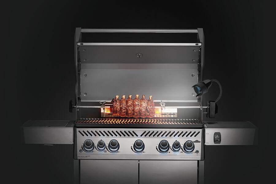 Napoleon 69100 Heavy Duty Rotisserie Kit W/ Motor & Light For Rogue 425/365