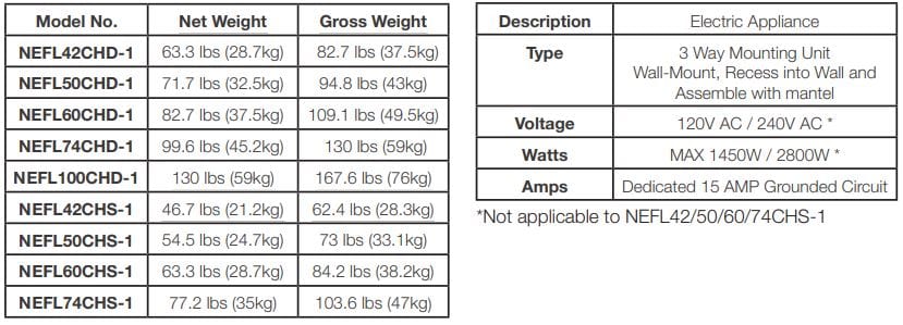 Napoleon Napoleon Alluravision 42" Deep Wall Mount Electric Fireplace NEFL42CHD-1 Canada Electric NEFL42CHD-1 Wall Mount Electric Fireplace 629169079940