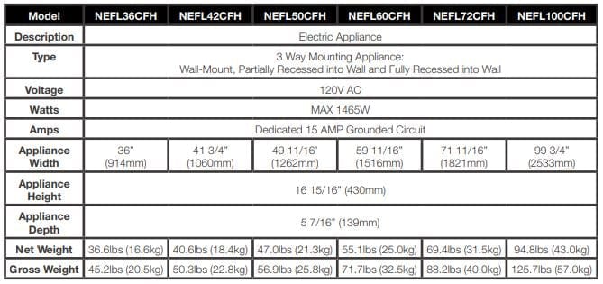 Napoleon Napoleon Entice 50" Wall Mount Electric Fireplace NEFL50CFH-1 Canada Electric NEFL50CFH-1 Wall Mount Electric Fireplace 629169077786