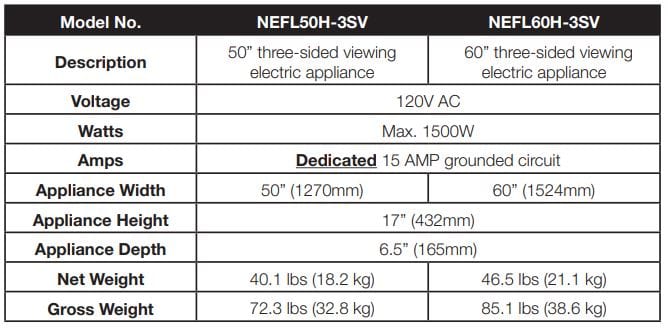 Napoleon Napoleon TRIVISTA Pictura 60" Three-Sided Wall Hanging Electric Fireplace NEFL60H-3SV Canada Electric NEFL60H-3SV Built-In Electric Fireplace